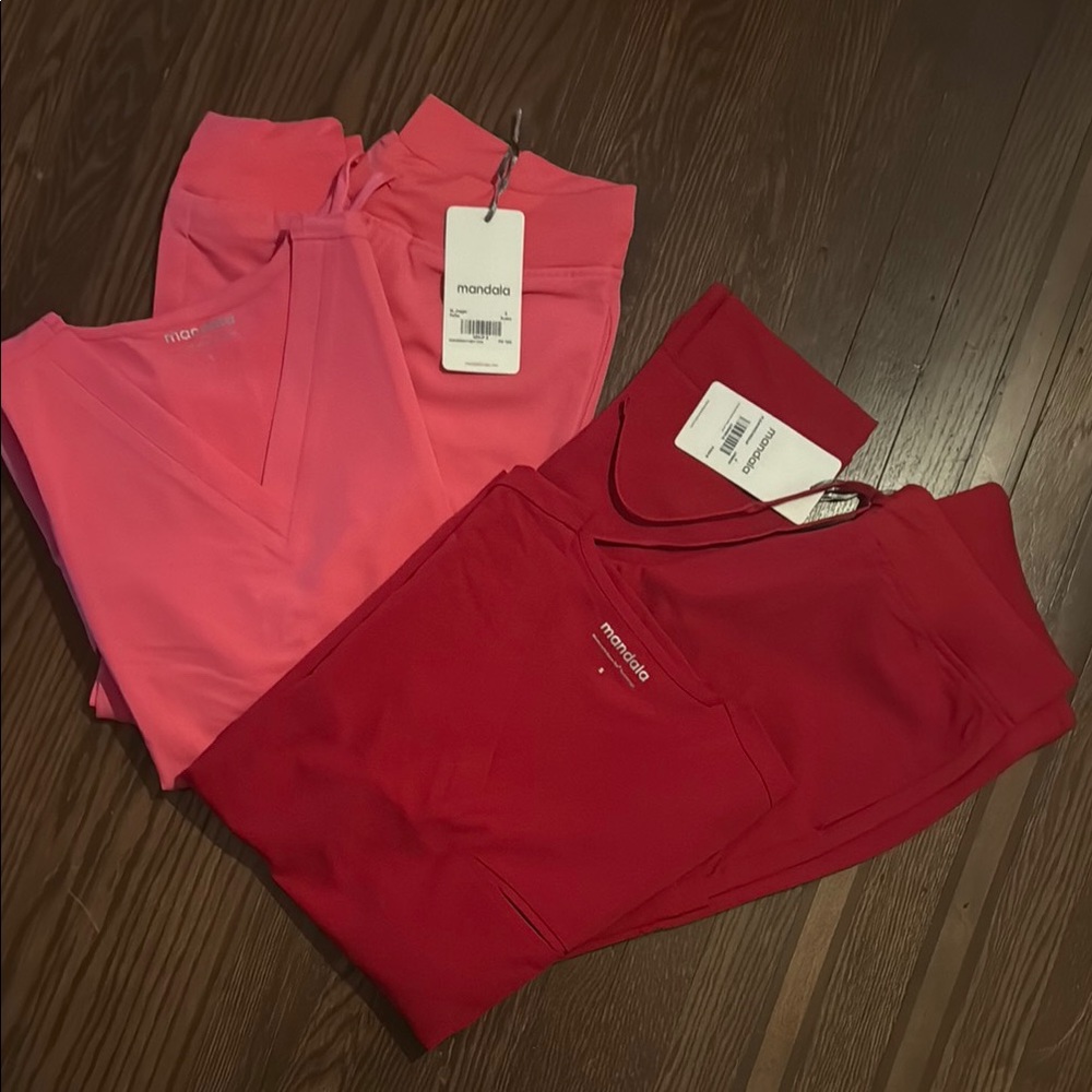 Mandala Women's Pink and Red Scrub Set